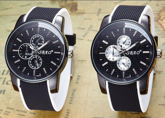 双宝s-a065 男士10米防水腕表进口机芯电镀手表手感油硅胶石英表
